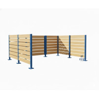 Waste Bin Screening made of Compact Laminate - Complete Set (3000x3750 mm, Gentian Blue)