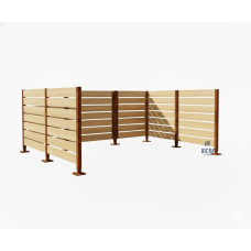 Mülltonnen Sichtschutz aus Kompakt-Laminat – Komplettset (3000x3750 mm, Rost Corten-Effekt)