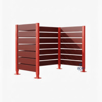 Waste Bin Privacy Screen made of Compact Laminate – Complete Set (750x1500 mm, Traffic Red)