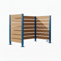 Mülltonnen Sichtschutz aus Kompakt-Laminat – Komplettset (750x1500 mm, Enzianblau)