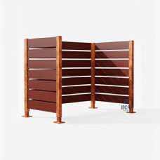 Garbage Bins Privacy Screen made of Compact Laminate – Complete Set (750x1500 mm, Rust Corten Effect)