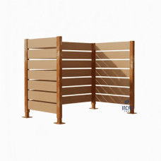 Garbage Bins Privacy Screen made of Compact Laminate – Complete Set (750x1500 mm, Rust Corten Effect)