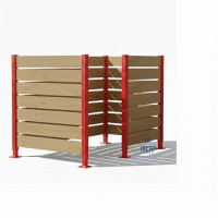 Mülltonnen Sichtschutz aus Kompakt-Laminat – Komplettset (1500x1500 mm, Verkehrsrot)