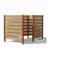 Mülltonnen Sichtschutz aus Kompakt-Laminat – Komplettset (1500x1500 mm, Rost Corten-Effekt)