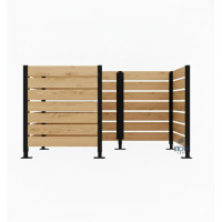 Garbage Bins Privacy Screen Made of Compact Laminate - Complete Set (1500x2250 mm, Deep Black)