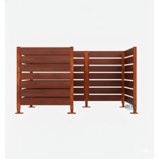 Garbage Bins Privacy Screen made of Compact Laminate – Complete Set (1500x2250 mm, Rust Corten Effect)