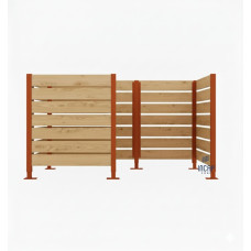 Garbage Bins Privacy Screen made of Compact Laminate – Complete Set (1500x2250 mm, Rust Corten Effect)