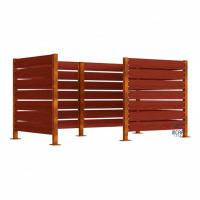 Mülltonnen Sichtschutz aus Kompakt-Laminat – Komplettset (1500x3000 mm, Rost Corten-Effekt)
