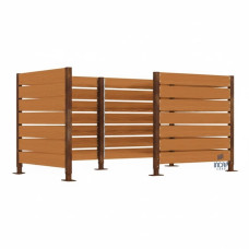 Garbage Bins Privacy Screen made of Compact Laminate - Complete Set (1500x3000 mm, Rust Corten Effect)