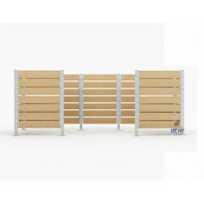 Garbage Bin Privacy Screen Made of Compact Laminate – Complete Set (1500x3750 mm, Galvanized).