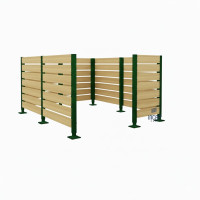 Mülltonnen Sichtschutz aus Kompakt-Laminat – Komplettset (3000x3000 mm, Moosgrün)