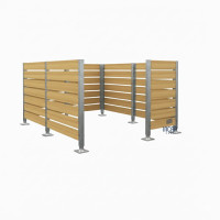 Mülltonnen Sichtschutz aus Kompakt-Laminat – Komplettset (3000x3000 mm, Seidengrau)