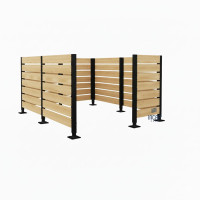 Trash Bin Privacy Screen made of Compact Laminate - Complete Set (3000x3000 mm, Deep Black)