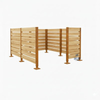Garbage Bins Privacy Screen made of Compact Laminate - Complete Set (3000x3000 mm, Rust Corten Effect)