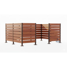 Mülltonnen Sichtschutz aus Kompakt-Laminat – Komplettset (3000x3750 mm, Rost Corten-Effekt)