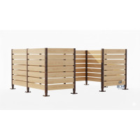 Trash Bin Screen from Compact Laminate - Complete Set (3000x3750 mm, Rust Corten Effect)