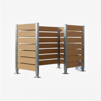 Garbage Bins Privacy Screen Made of Compact Laminate – Complete Set (750x1500 mm, Hot-Dip Galvanized)