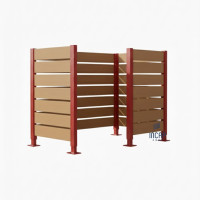 Mülltonnen Sichtschutz aus Kompakt-Laminat – Komplettset (750x1500 mm, Purpurrot)