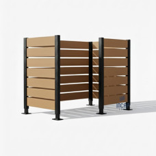 Garbage Bins Privacy Screen made of Compact Laminate - Complete Set (750x1500 mm, Deep Black)