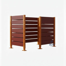 Garbage Bins Privacy Screen made of Compact Laminate – Complete Set (750x1500 mm, Rust Corten Effect)