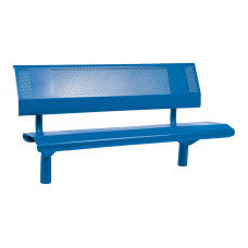 PROCITY Oslo Bench with Backrest: Seat made of galvanized steel (gentian blue), frame made of steel (gentian blue).