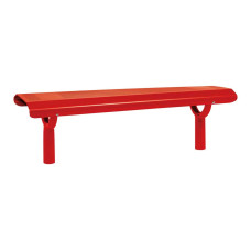 PROCITY Oslo Bench without Backrest: Seat made of galvanized steel (traffic red), Frame made of steel (traffic red).