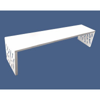 PROCITY Venice Bench without backrest: Seat area made of galvanized steel (Pure white), Frame made of steel (Pure white).