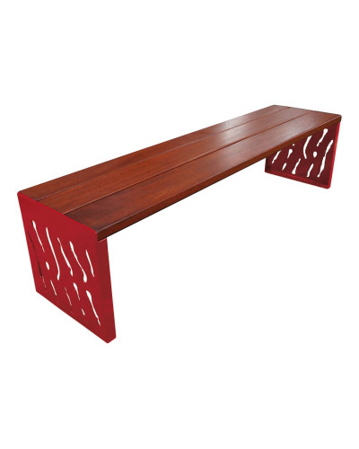PROCITY SITZBANK VENEDIG AUS STAHL & HOLZ - OHNE RÜCKENLEHNE: Sitzfläche aus Tropenholz (Mahagoni), Gestel aus Stahl (Purpurrot) - Kaufen Sie im Online-Shop mit schneller Lieferung.