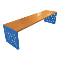 PROCITY SITZBANK VENEDIG AUS STAHL & HOLZ - OHNE RÜCKENLEHNE: Sitzfläche aus Tropenholz (helle Eiche), Gestel aus Stahl (Enzianblau)