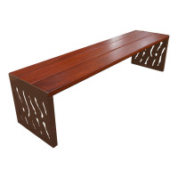 PROCity VENICE STEEL & WOOD BENCH - WITHOUT BACKREST: Seat made of tropical wood (Mahogany), Frame made of steel (Chocolate Brown).
