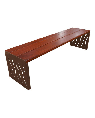 PRO-CITY-Sitzbank VENEDIG aus Stahl & Holz - OHNE RÜCKENLEHNE: Sitzfläche aus Tropenholz (Mahagoni), Gestell aus Stahl (Schokoladenbraun) - Kaufen Sie im Online-Shop.