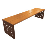 PROCITY SITZBANK VENEDIG AUS STAHL & HOLZ - OHNE RÜCKENLEHNE: Sitzfläche aus Tropenholz (helle Eiche), Gestel aus Stahl (Schokoladenbraun)