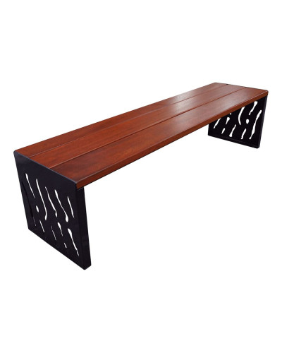 Holzbank Venetien aus Stahl & Holz - Ohne Rückenlehne: Sitzfläche aus Tropenholz (Mahagoni), Gestell aus Stahl (Tiefschwarz) - Kaufen Sie im Online-Shop.