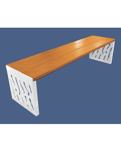 PROCITY SITZBANK VENEDIG AUS STAHL & HOLZ - OHNE RÜCKENLEHNE: Sitzfläche aus Tropenholz (helle Eiche), Gestell aus Stahl (Reinweiß) - Kaufen Sie im Online-Shop
