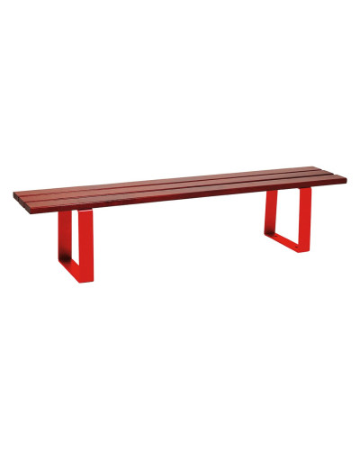 Buy PROCITY SITZBANK RIGA FROM STEEL AND SOFTWOOD WITHOUT BACKREST: Softwood (Mahogany) Seat, Steel Frame (Traffic Red) - Shop Online with Delivery