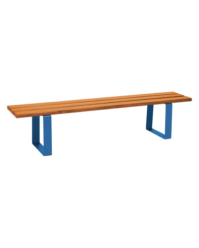 Buy PROCITY RIGA STEEL AND SOFTWOOD BENCH WITHOUT BACKREST: Softwood seat (light oak), Steel frame (gentian blue) - Shop Online with Delivery