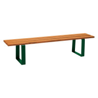 PROCITY steel and softwood RIGA bench without backrest: Softwood seat (light oak), steel frame (moss green).