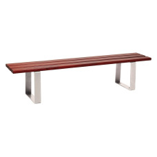 PROCITY steel and softwood RIGA bench without backrest: Softwood (Mahogany) seat, steel frame (Silk Grey).