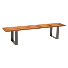 Procity Steel and Softwood Riga Bench without Backrest: Softwood seat (light oak), steel frame (Procity Gray).