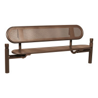 PROCITY Estoril Steel Bench with Backrest: Seat surface made of galvanized steel (chocolate brown), frame made of steel (chocolate brown).