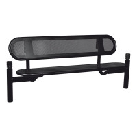 PROCITY SITZBANK ESTORIL MIT RÜCKENLEHNE AUS STAHL: Sitzfläche aus Verzinktes Stahl (Tiefschwarz), Gestel aus Stahl (Tiefschwarz)