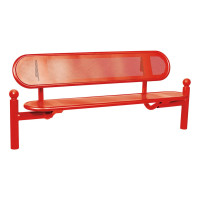 ProCity bench ESTORIL with backrest made of steel: seat made of galvanized steel (traffic red), frame made of steel (traffic red).