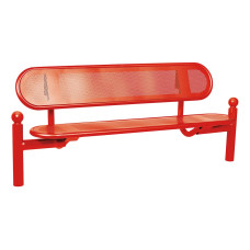ProCity bench ESTORIL with backrest made of steel: seat made of galvanized steel (traffic red), frame made of steel (traffic red).