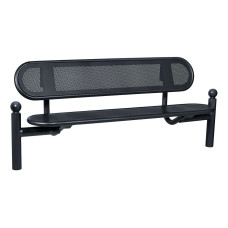 Procity Estoril Bench with Steel Backrest: Seat made of Galvanized Steel (Deep Black), Frame made of Steel (Deep Black)