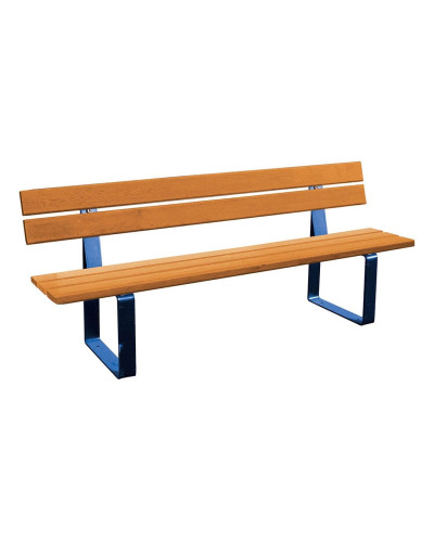 Buy PROCITY RIGA STEEL AND SOFTWOOD BENCH WITH BACKREST: Seat made of tropical wood (light oak), frame made of steel (gentian blue) - Online Shop Purchase and Delivery