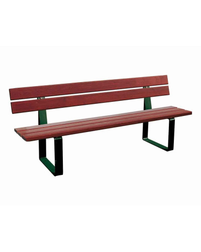 Buy PROCITY SITZBANK RIGA MADE OF STEEL AND SOFTWOOD WITH BACKREST: Seat made of tropical wood (Mahogany), frame made of steel (Moss Green) - Purchase in the online store with delivery