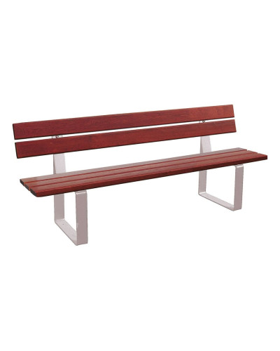 Buy PROCITY SITZBANK RIGA MADE OF STEEL AND SOFTWOOD WITH BACKREST: Seat made of tropical wood (Mahogany), frame made of steel (Silk Grey) - Online Shop