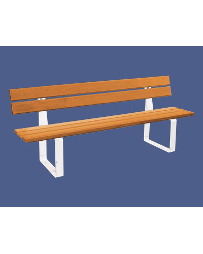 Buy PROCITY SITZBANK RIGA MADE OF STEEL AND SOFTWOOD WITH BACKREST: Seat made of tropical wood (light oak), Steel frame (Pure white) - Online Shop Purchase