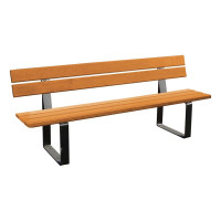 Procity Riga Steel and Softwood Bench with Backrest: Seat made of tropical wood (light oak), frame made of steel (Procity Grey).