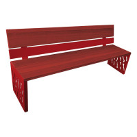 PROCITY VENICE STEEL & WOODEN BENCH: seat made of tropical wood (mahogany), frame made of steel (purple).